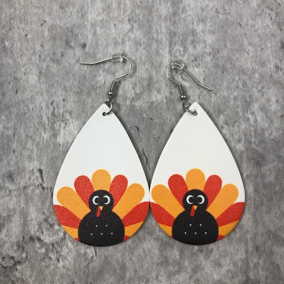 Faux Leather Fall Thanksgiving Earrings NWT ✨ - Picture 7 of 8